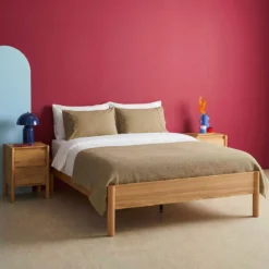 Letto con rete a doghe 140x190cm decorazione legno