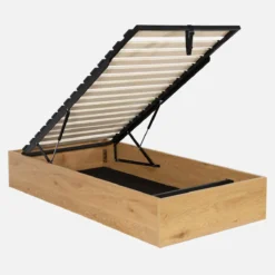 sweeek Letto contenitore con rete a doghe 90x190cm decorazione legno