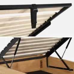 sweeek Letto contenitore con rete a doghe 90x190cm decorazione legno