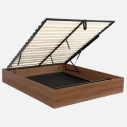sweeek Letto contenitore con rete a doghe 160x200cm decorazione legno