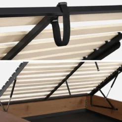 sweeek Letto contenitore con rete a doghe 160x200cm decorazione legno