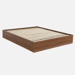 sweeek Letto contenitore con rete a doghe 160x200cm decorazione legno