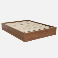 sweeek Letto contenitore con rete a doghe 140x190cm decorazione legno