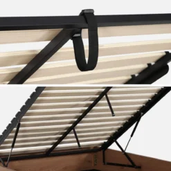 sweeek Letto contenitore con rete a doghe 140x190cm decorazione legno