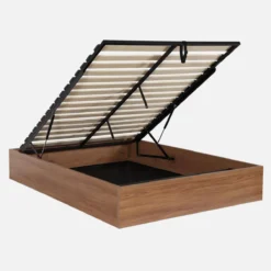 sweeek Letto contenitore con rete a doghe 140x190cm decorazione legno