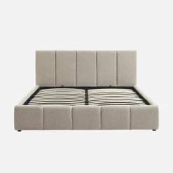 sweeek Letto contenitore con rete a doghe e testiera 160x200cm, bouclé