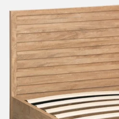 sweeek Letto contenitore con rete a doghe e testiera 160x200cm decorazione legno