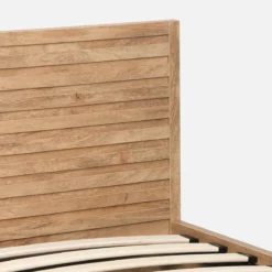 sweeek Letto contenitore con rete a doghe e testiera 90x190cm decorazione legno