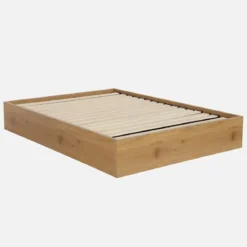 Letto contenitore con rete a doghe 140x190cm decorazione legno