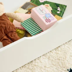 sweeek Letto nido per bambini 190cm in pino naturale con rete a doghe e cassetti,