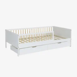 sweeek Letto nido per bambini 190cm in pino naturale con rete a doghe e cassetti,