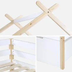 sweeek Letto per bambini 90 x 190 cm in legno di pino con rete a doghe inclusa e 2 cassetti