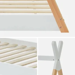 sweeek Letto tenda per bambini 190cm pino naturale, base inclusa
