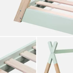 Letto tenda per bambini 190cm pino naturale, base inclusa