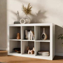 Libreria a 2 livelli con 6 scomparti