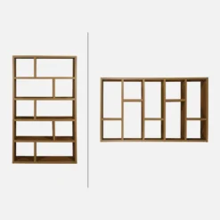 Libreria asimmetrica a 5 livelli con 10 scomparti