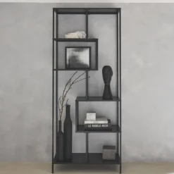 sweeek Libreria asimmetrica in metallo nero a 6 livelli