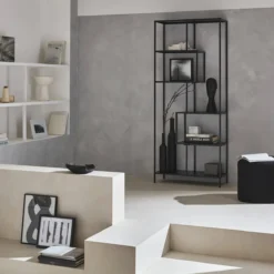 sweeek Libreria asimmetrica in metallo nero a 6 livelli