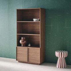 sweeek Libreria effetto legno con 2 ante a 5 livelli