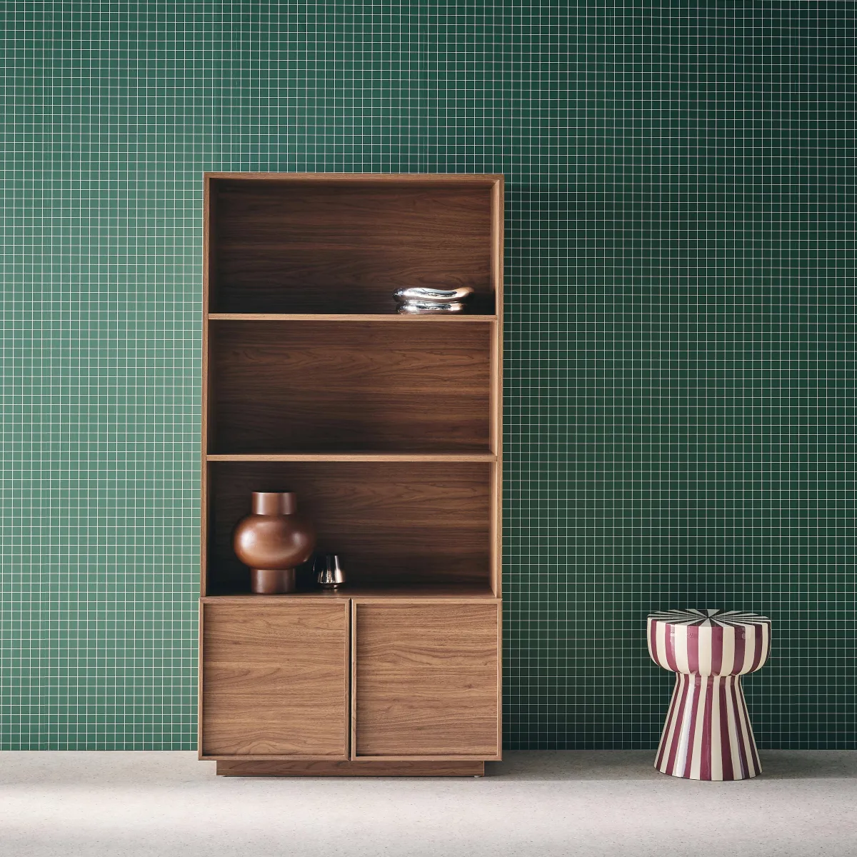 sweeek Libreria effetto legno con 2 ante a 5 livelli