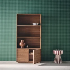sweeek Libreria effetto legno con 2 ante a 5 livelli