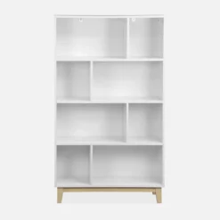 sweeek Libreria effetto legno con gambe in legno e 4 ripiani
