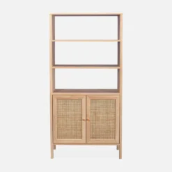 sweeek Libreria effetto legno e canna, 4 livelli
