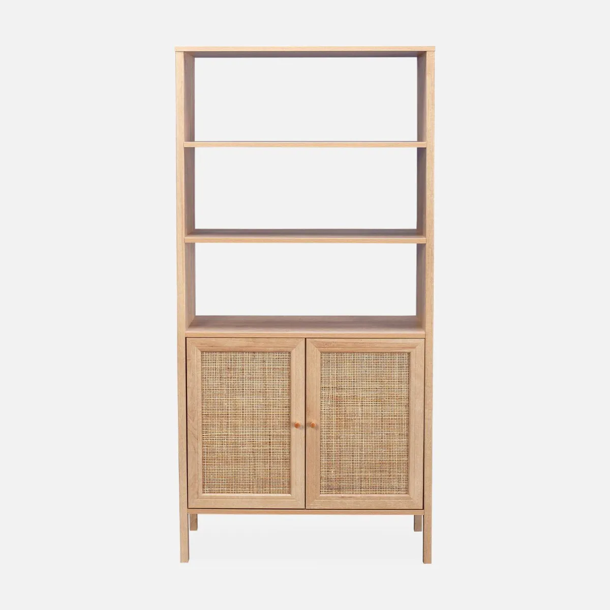 sweeek Libreria effetto legno e canna, 4 livelli