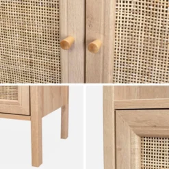 sweeek Libreria effetto legno e canna, 4 livelli