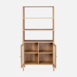 sweeek Libreria effetto legno e canna, 4 livelli