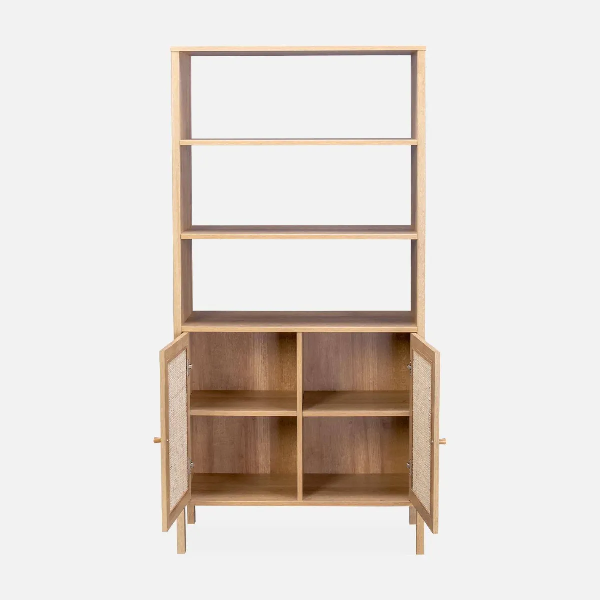 sweeek Libreria effetto legno e canna, 4 livelli