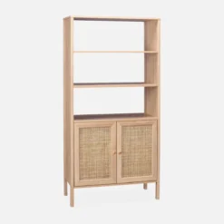 sweeek Libreria effetto legno e canna, 4 livelli