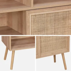 sweeek Libreria effetto legno e canna da zucchero a 5 ripiani