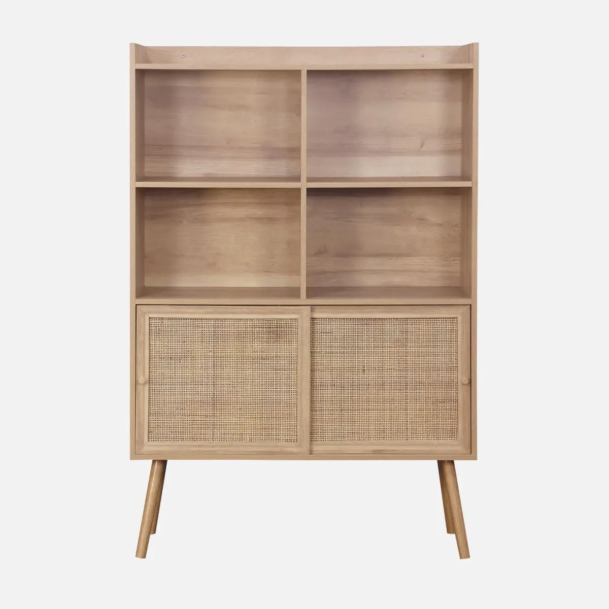 sweeek Libreria effetto legno e canna da zucchero a 5 ripiani