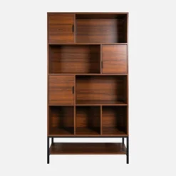 sweeek Libreria effetto legno tinto noce, 9 scomparti