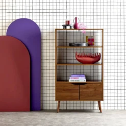 sweeek Libreria effetto noce, 2 ante e 3 livelli