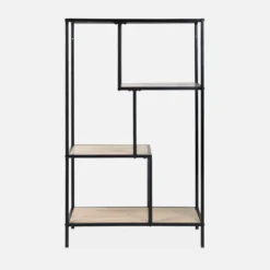 sweeek Libreria industriale in metallo ed effetto legno, 4 livelli