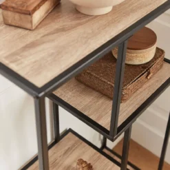 sweeek Libreria industriale in metallo ed effetto legno, 4 livelli