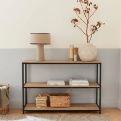 sweeek Libreria industriale in metallo e effetto legno, 3 livelli, 120cm