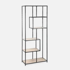 sweeek Libreria industriale in metallo e legno, 6 livelli