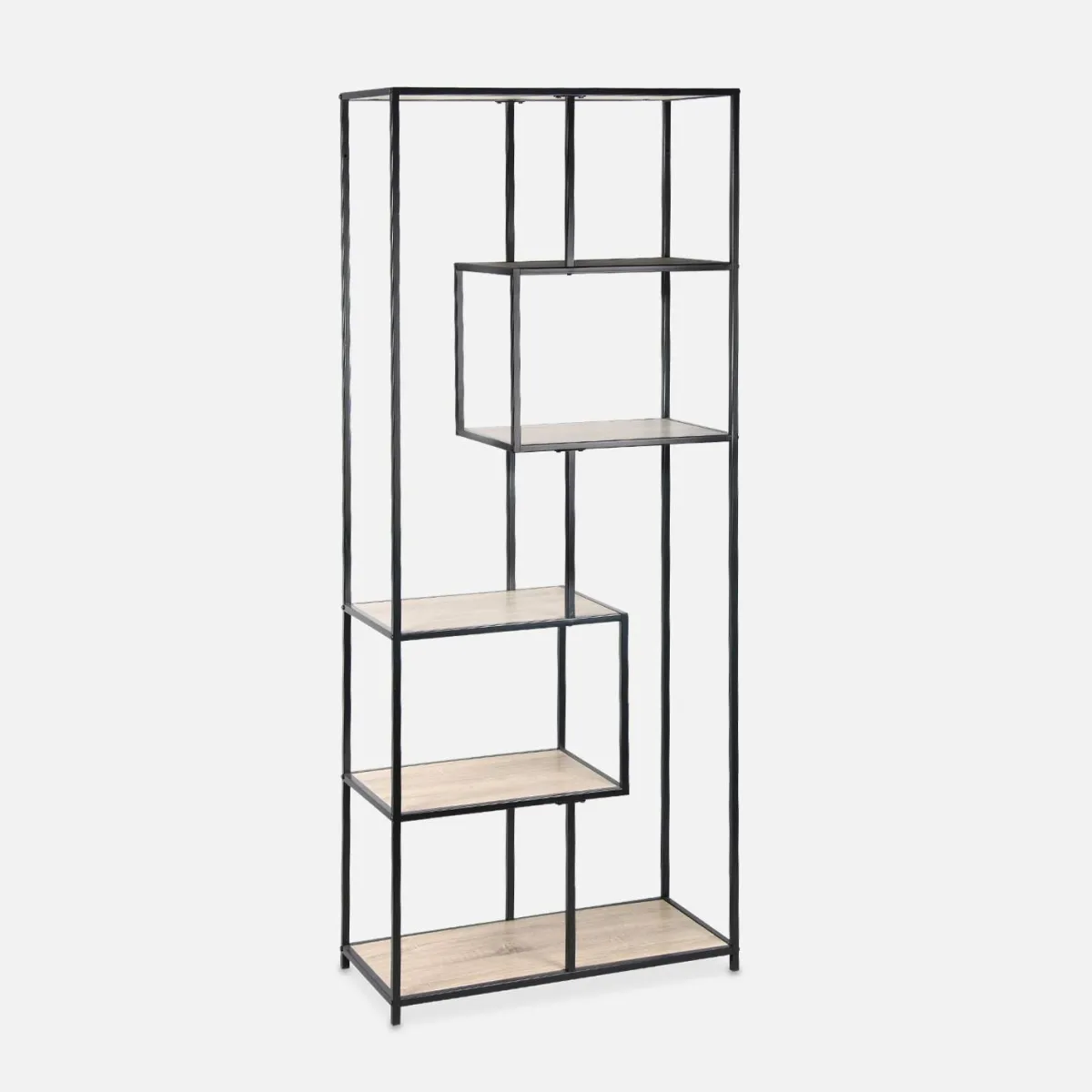 sweeek Libreria industriale in metallo e legno, 6 livelli
