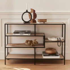 sweeek Libreria industriale in metallo ed effetto legno, 5 livelli