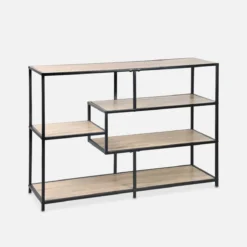sweeek Libreria industriale in metallo ed effetto legno, 5 livelli