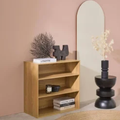 sweeek Libreria in legno a 3 ripiani, 2 mensole