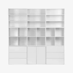 Libreria in legno a 3 ripiani, 2 mensole