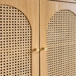 sweeek Libreria in legno e cannucciato con 2 ante a 4 livelli