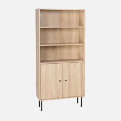 sweeek Libreria in legno e metallo nero a 2 ante