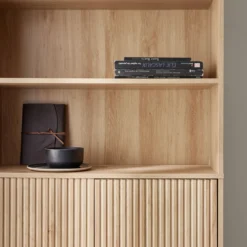sweeek Libreria in legno e metallo nero a 2 ante