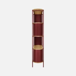 Libreria in metallo curvato e legno a 5 livelli