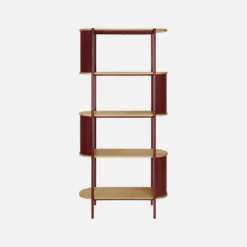 Libreria in metallo curvato e legno a 5 livelli